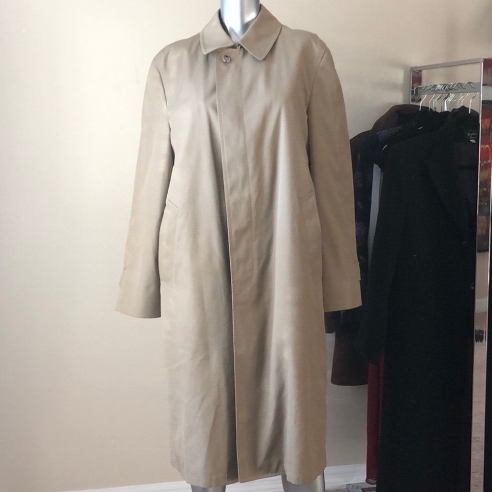 LONDON FOG Classic Fit VTG "Made in U.S.A." Khaki/Tan Removable Liner Trench - Picture 2 of 8